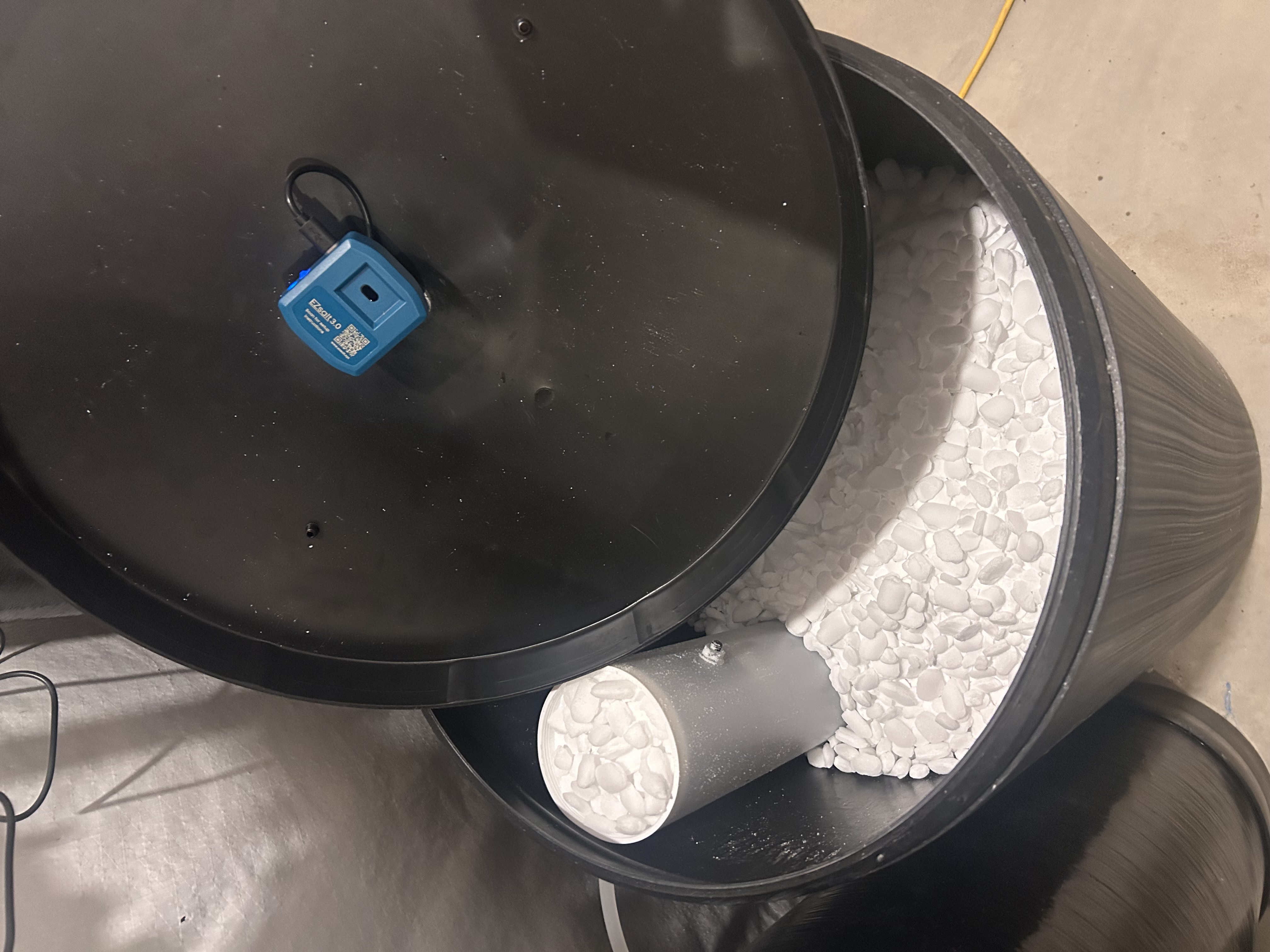 The Arbor Valley smart salt sensor installed in a brine tank